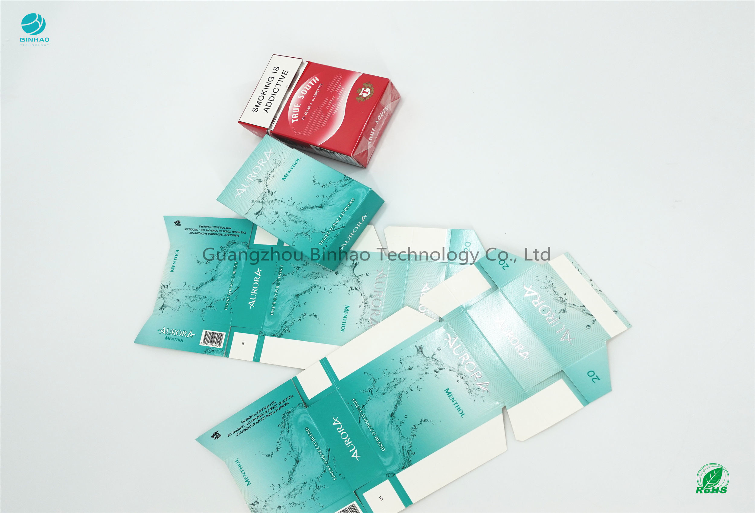 Caixas de cigarro de superfície de revestimento UV claras do cartão do cartão 225-235gsm