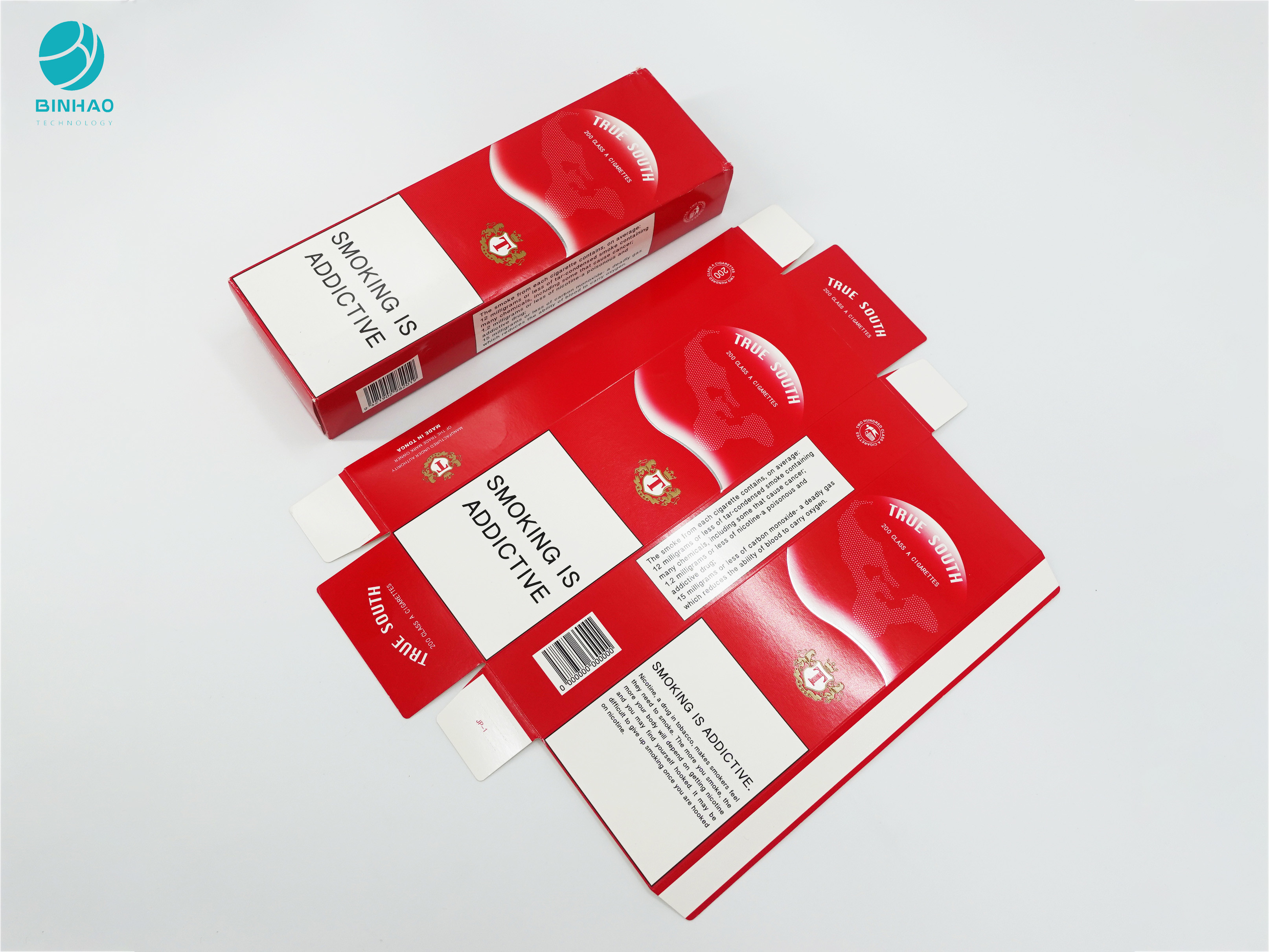 Casos de embalagem decorativos do cartão da cor vermelha para produtos de cigarro do cigarro
